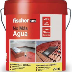 Fischer Polímero líquido a base de caucho acrílico con fibras para tejas y baldosas, Fácilmente aplicable, Resistente al agua y a la intemperie, Gris, Impermeabilizante Con fibras, (750 ml)