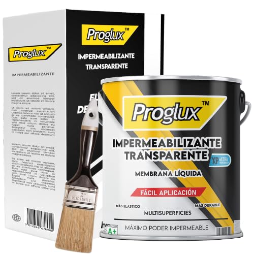PROGLUX | Sellador Impermeable Transparente 750ml - Impermeabilizante Transparente – Revestimiento como Sellador Fugas Agua en Paredes y Techos - Revestimiento Impermeable Definitivo (0,75 Litros)